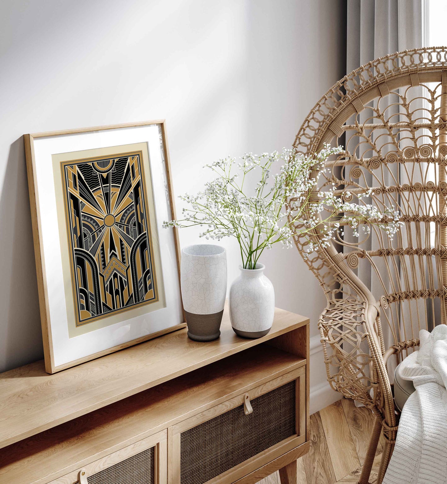 Black and gold art deco poster