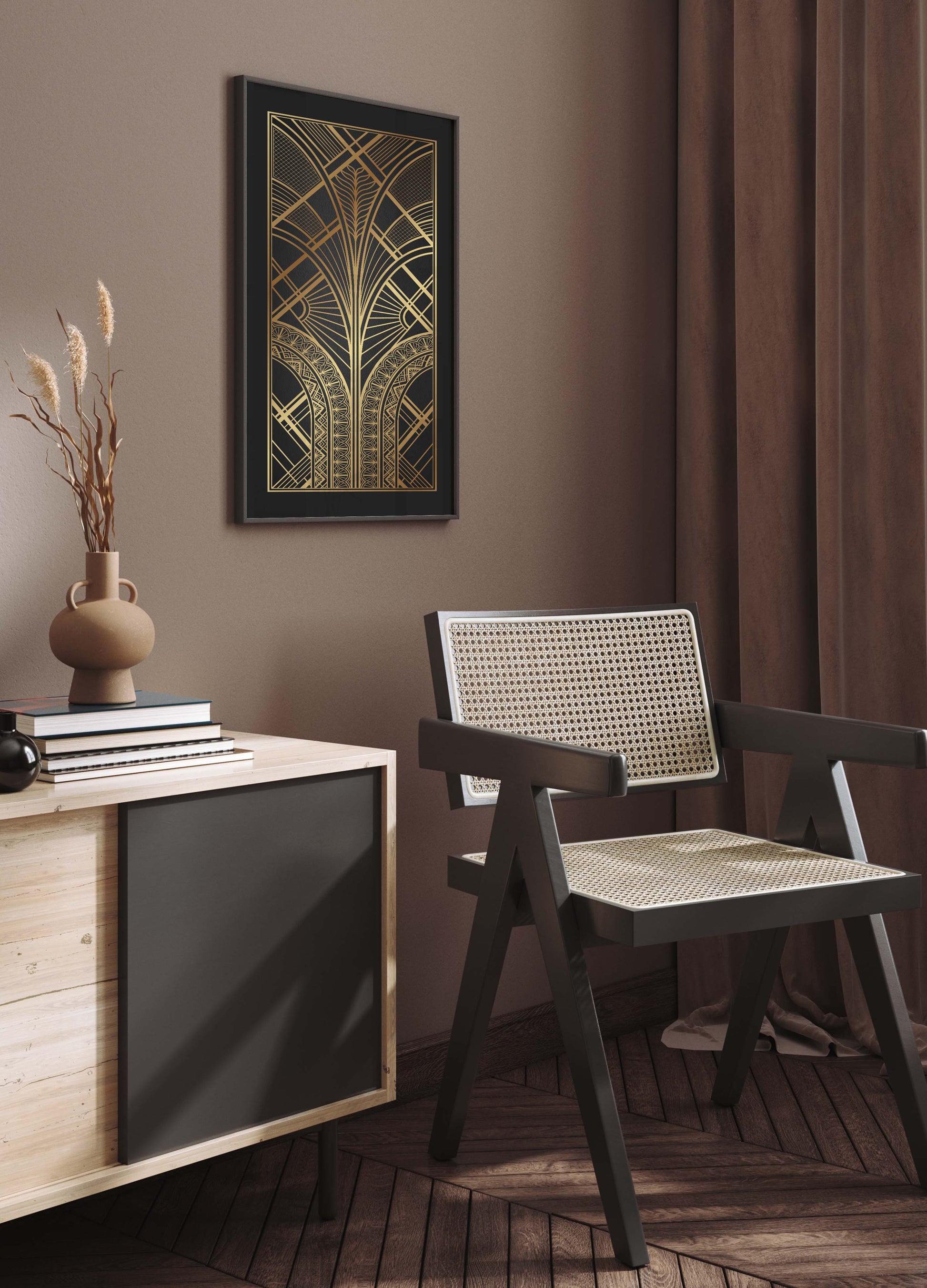 Gold and Black art deco print