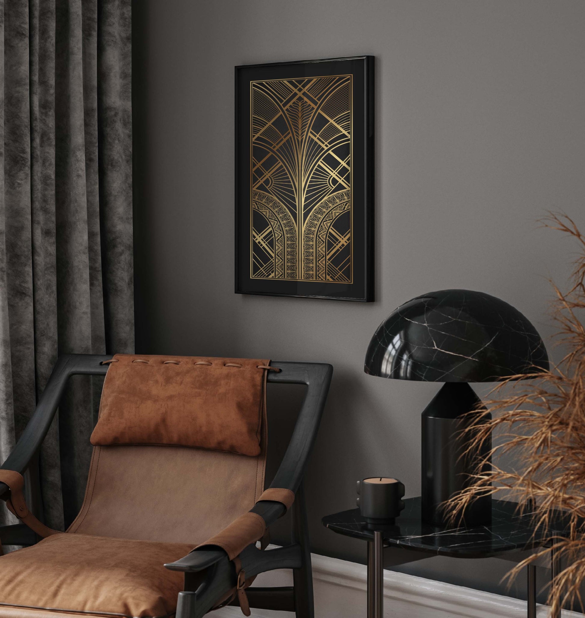 Gold and black wall art print