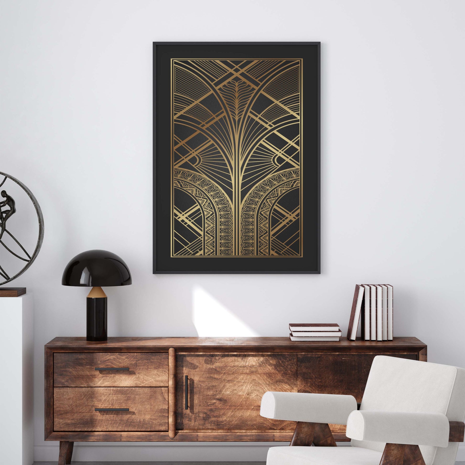 Black and gold art deco poster