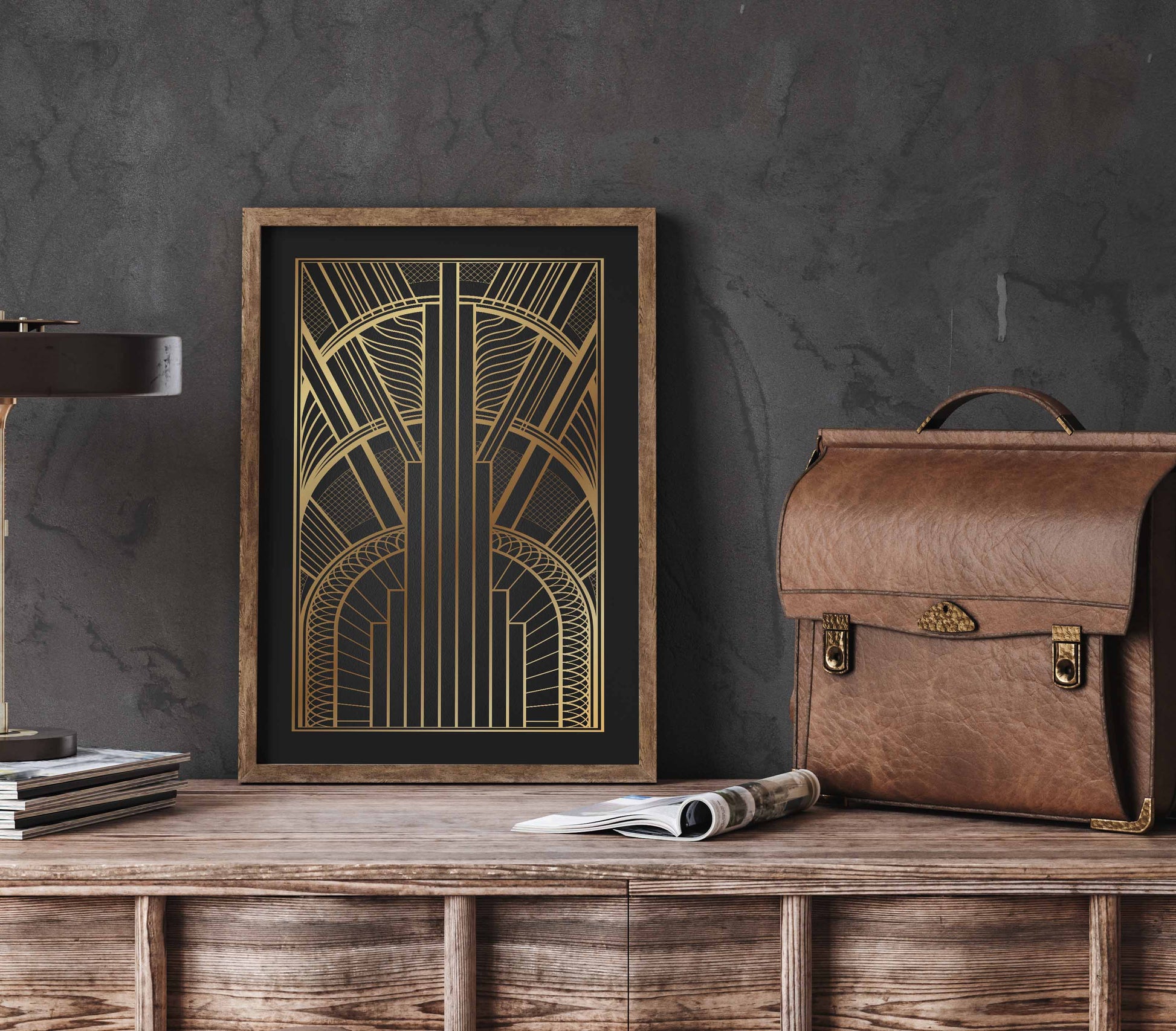 Black and gold wall art print