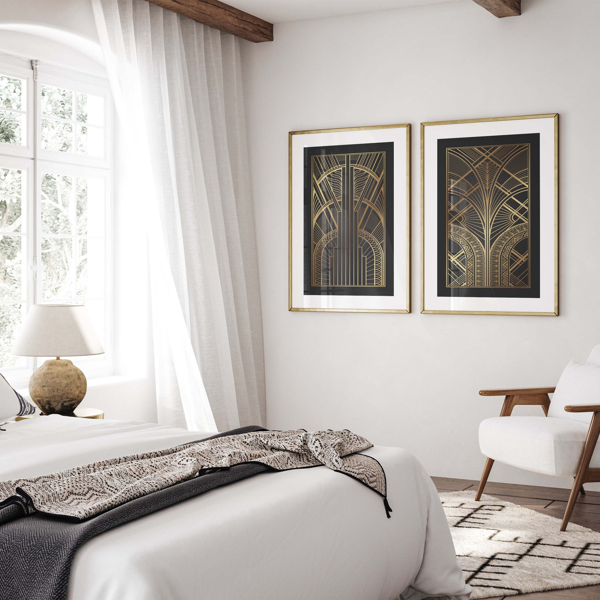Art deco prints - set of 2 in black and gold