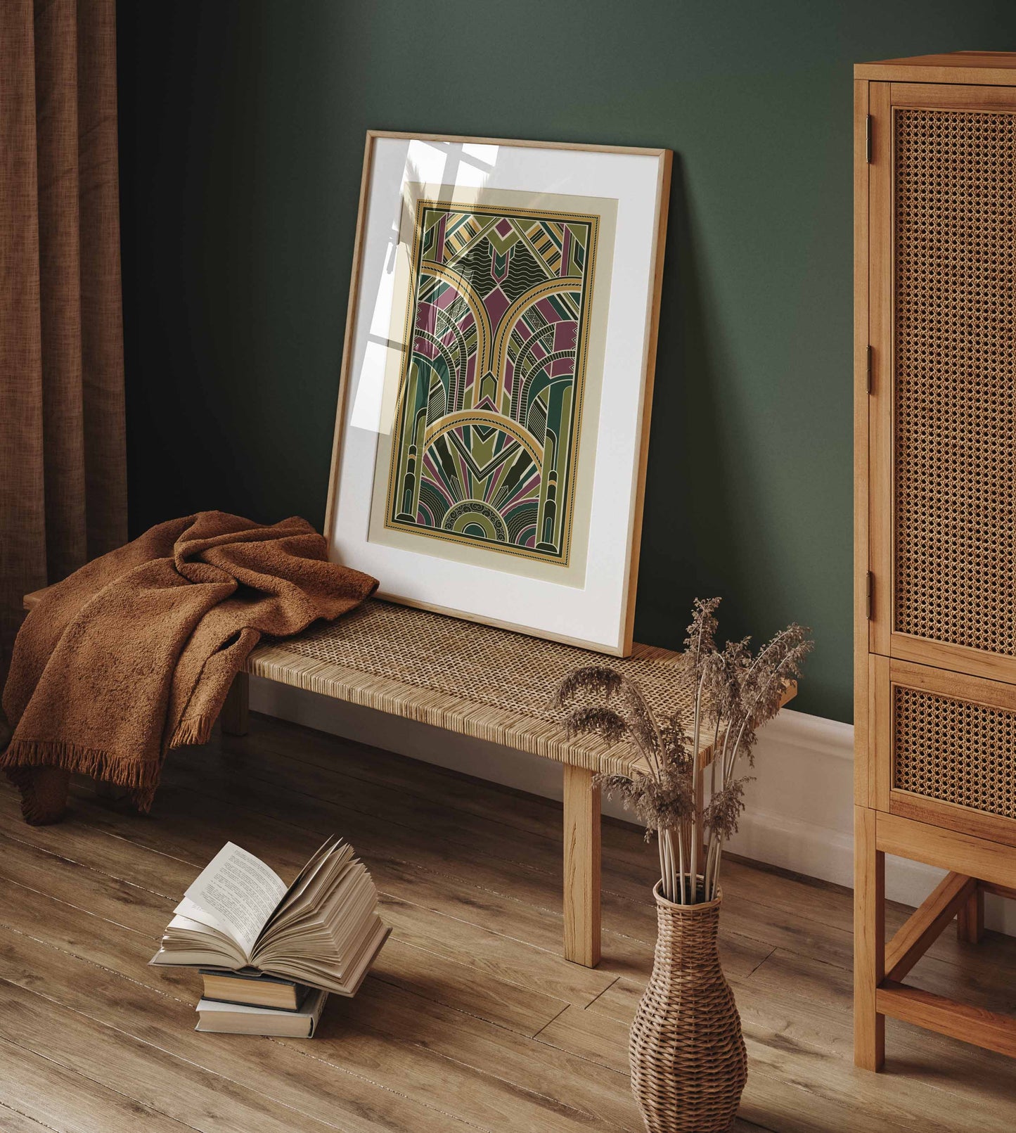 Art Deco wall art print in green
