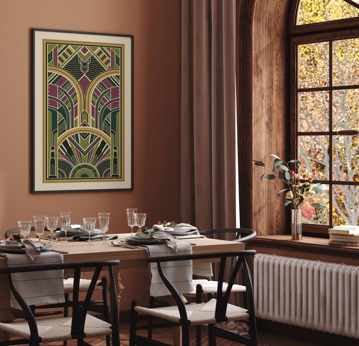 Art Deco print in green