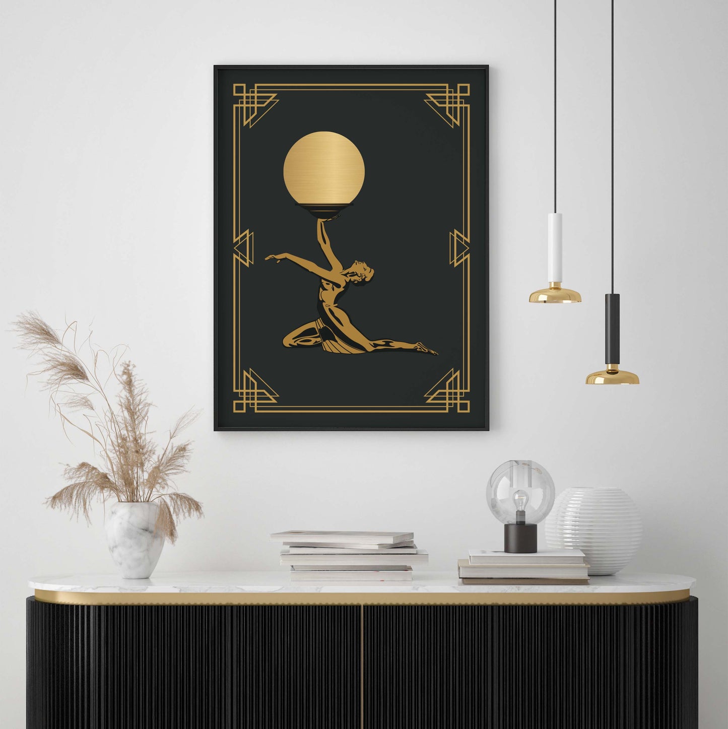 Ornate art deco woman wall art print
