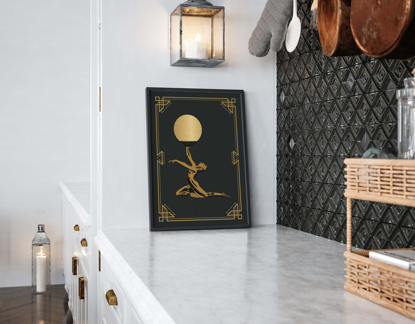 Woman print in black and gold