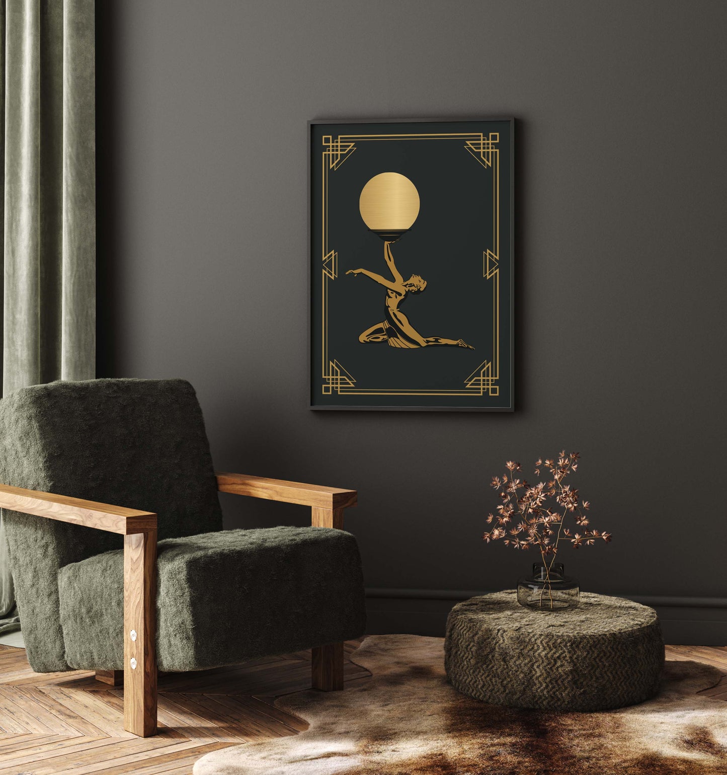 Art deco poster in black and gold