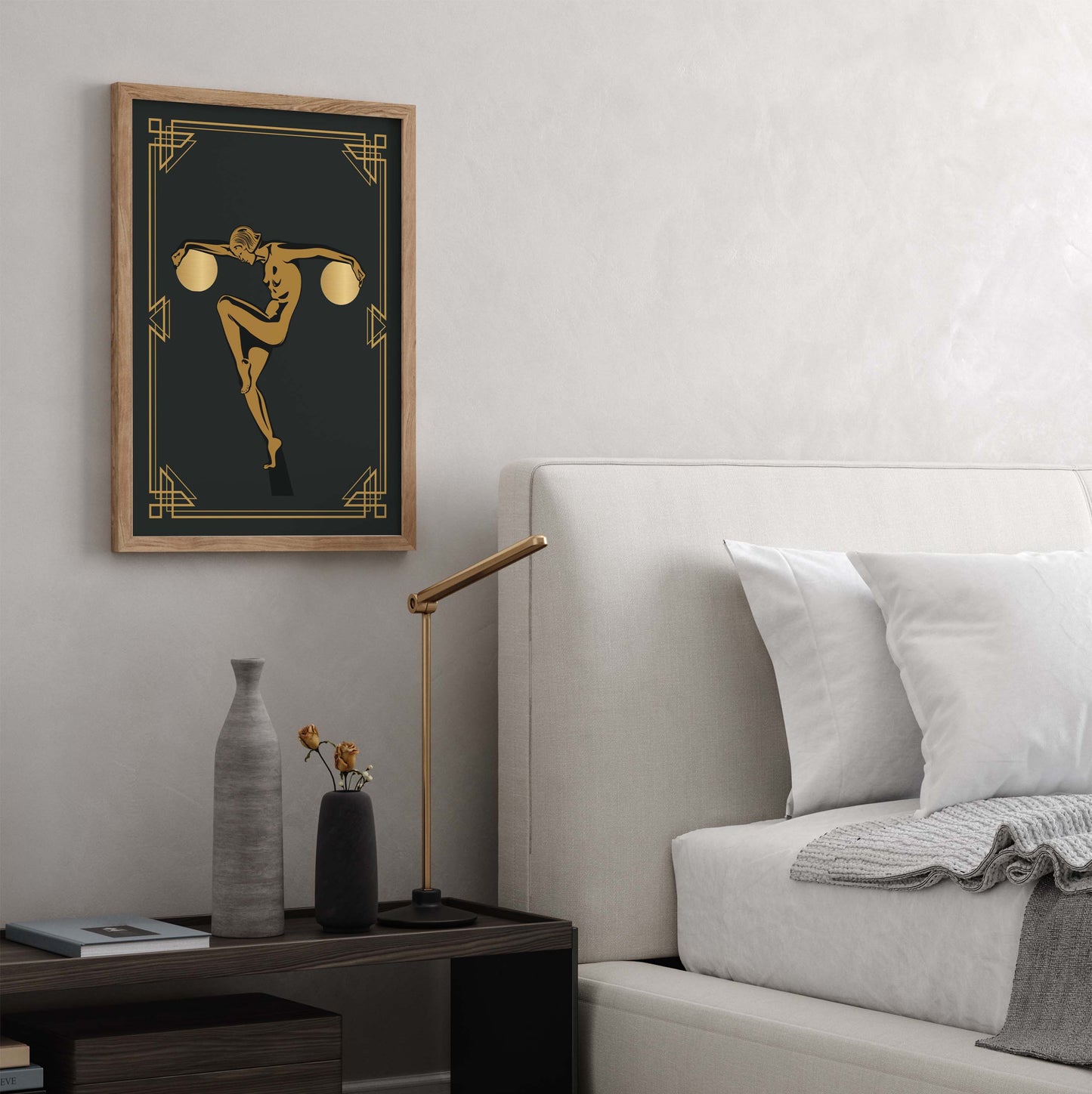 Art deco woman print in black and gold