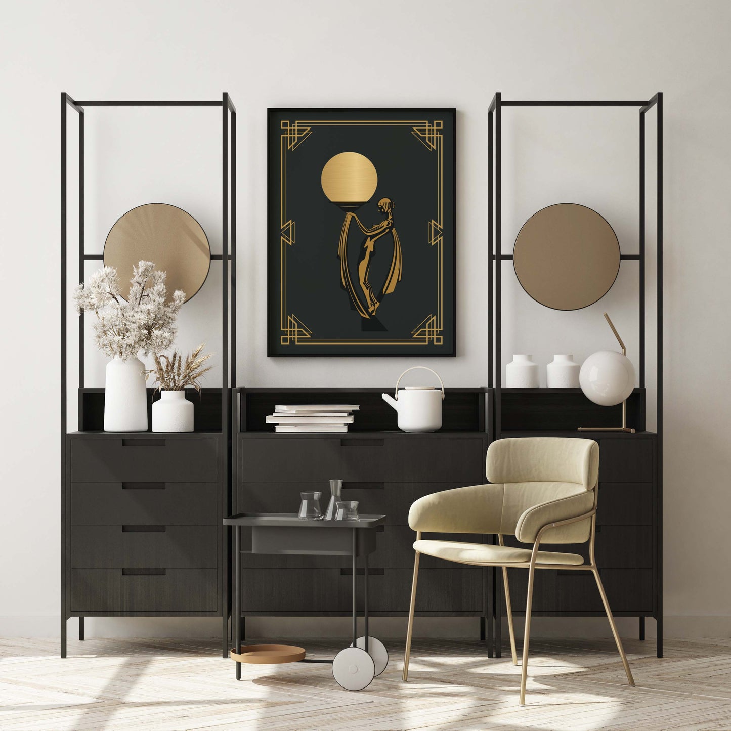 Art deco poster  in black and gold