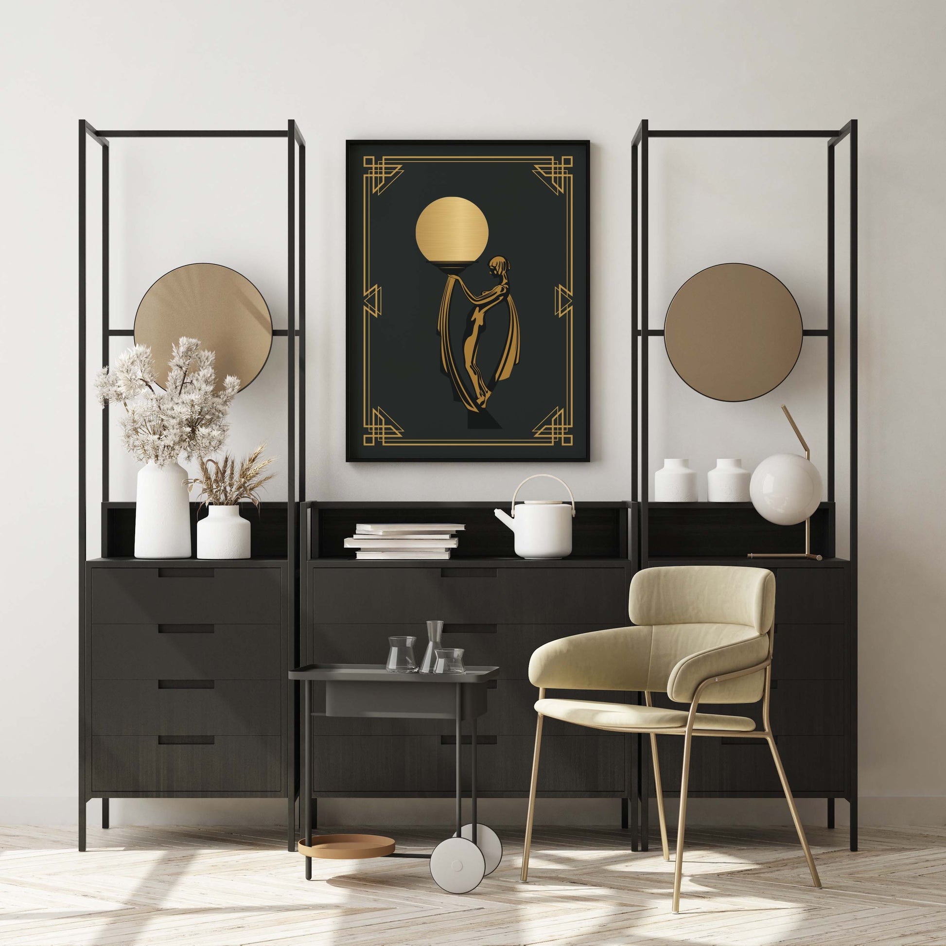 Art deco poster  in black and gold