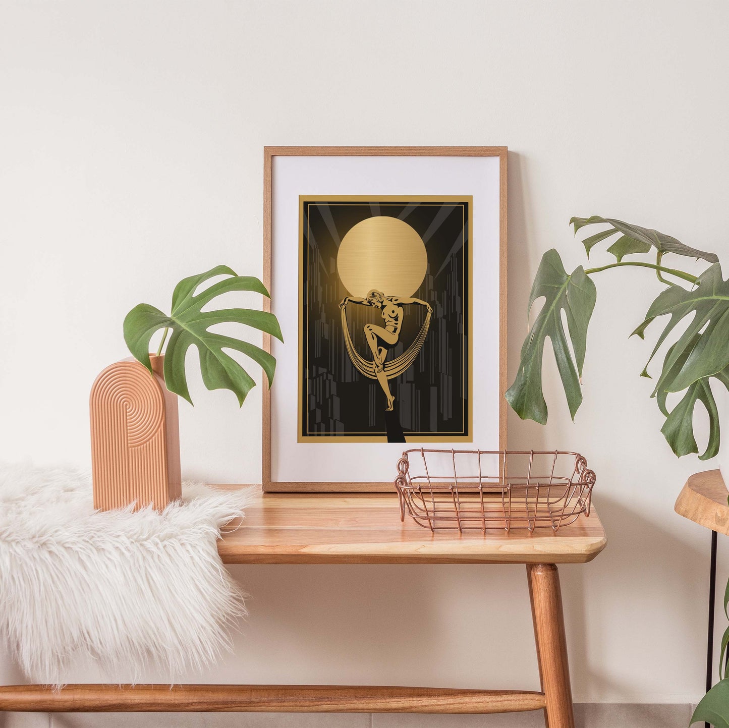 Gold and black art deco poster