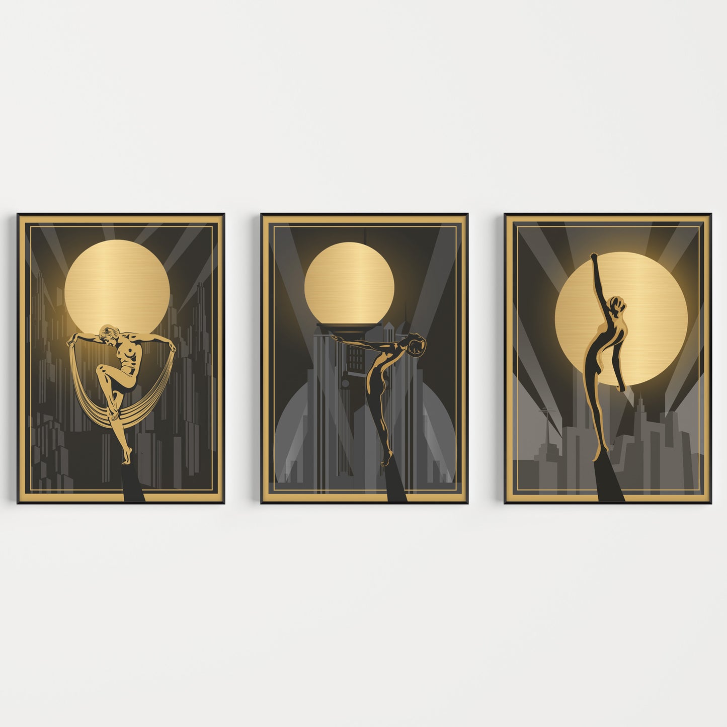 Black and gold art deco prints