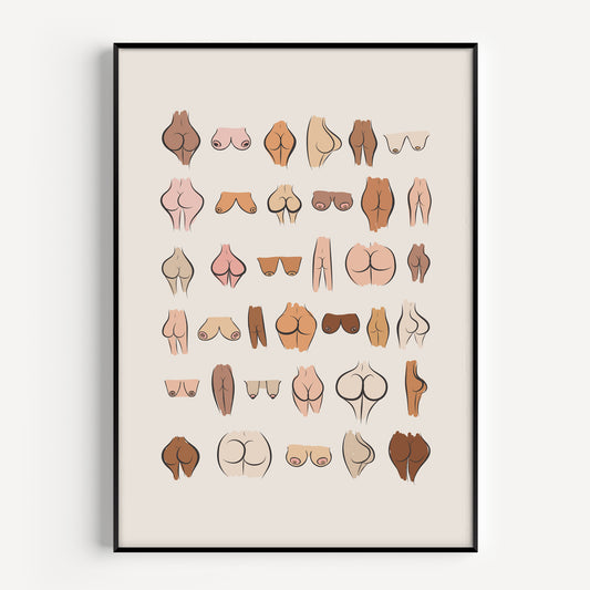 Boobs and bums bathroom print