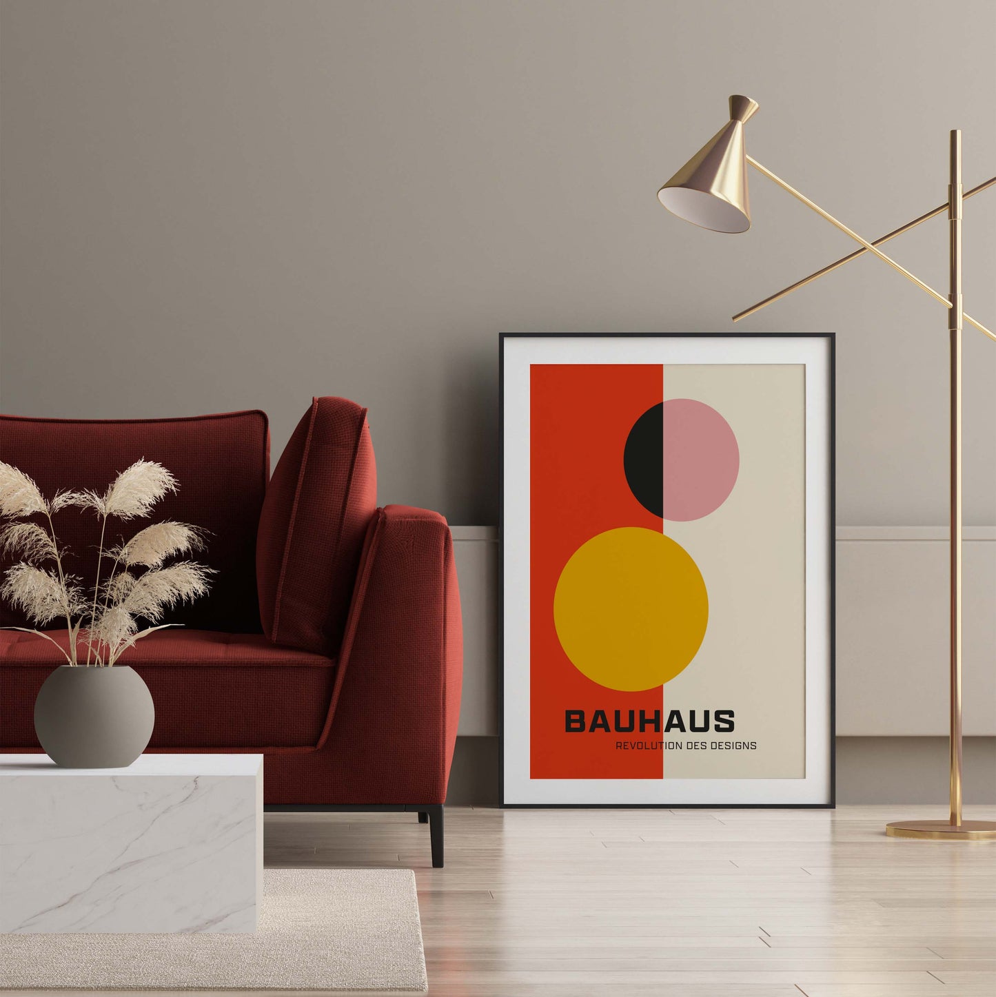 Red Bauhaus Wall Art Print