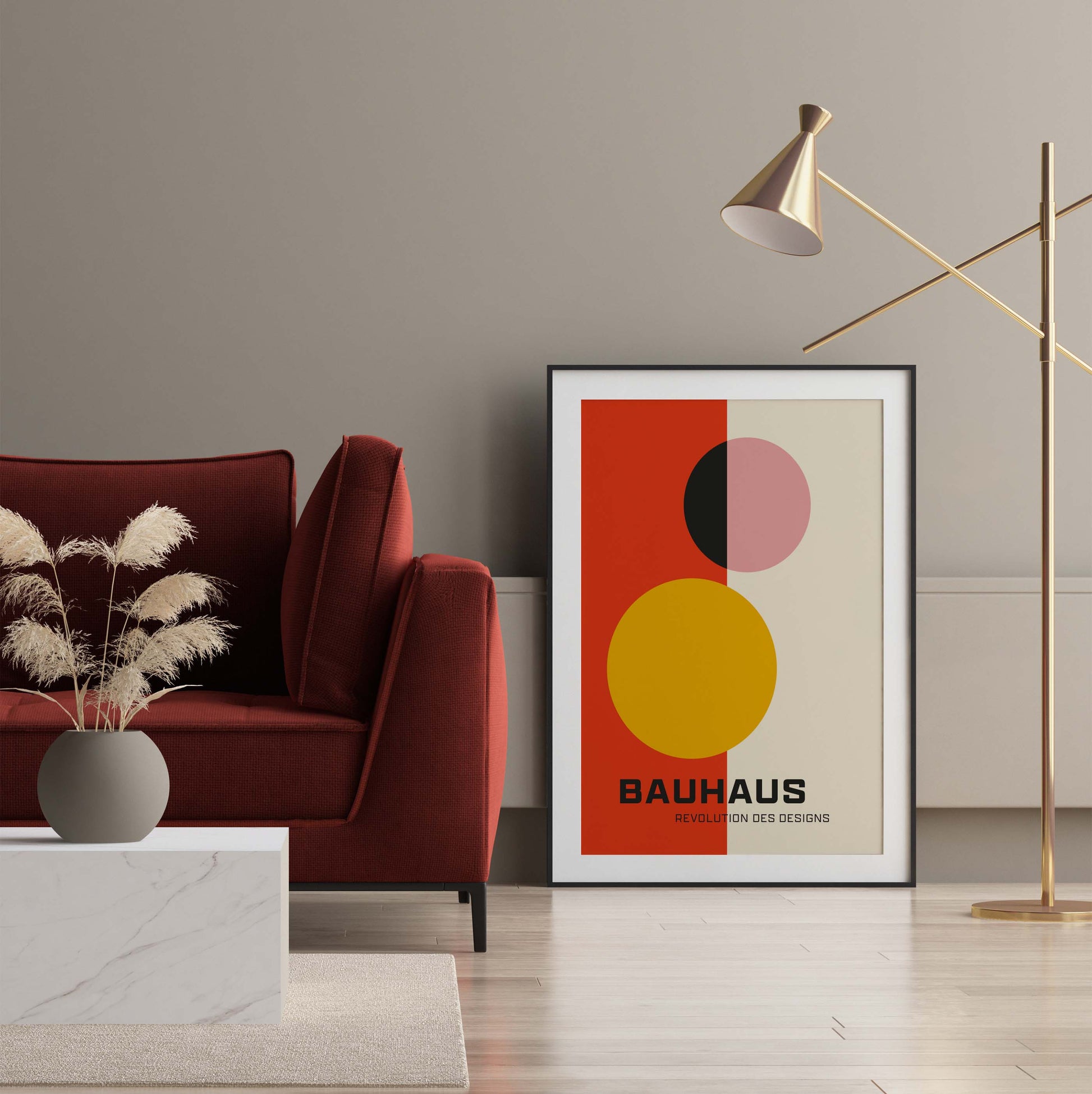 Red Bauhaus Wall Art Print
