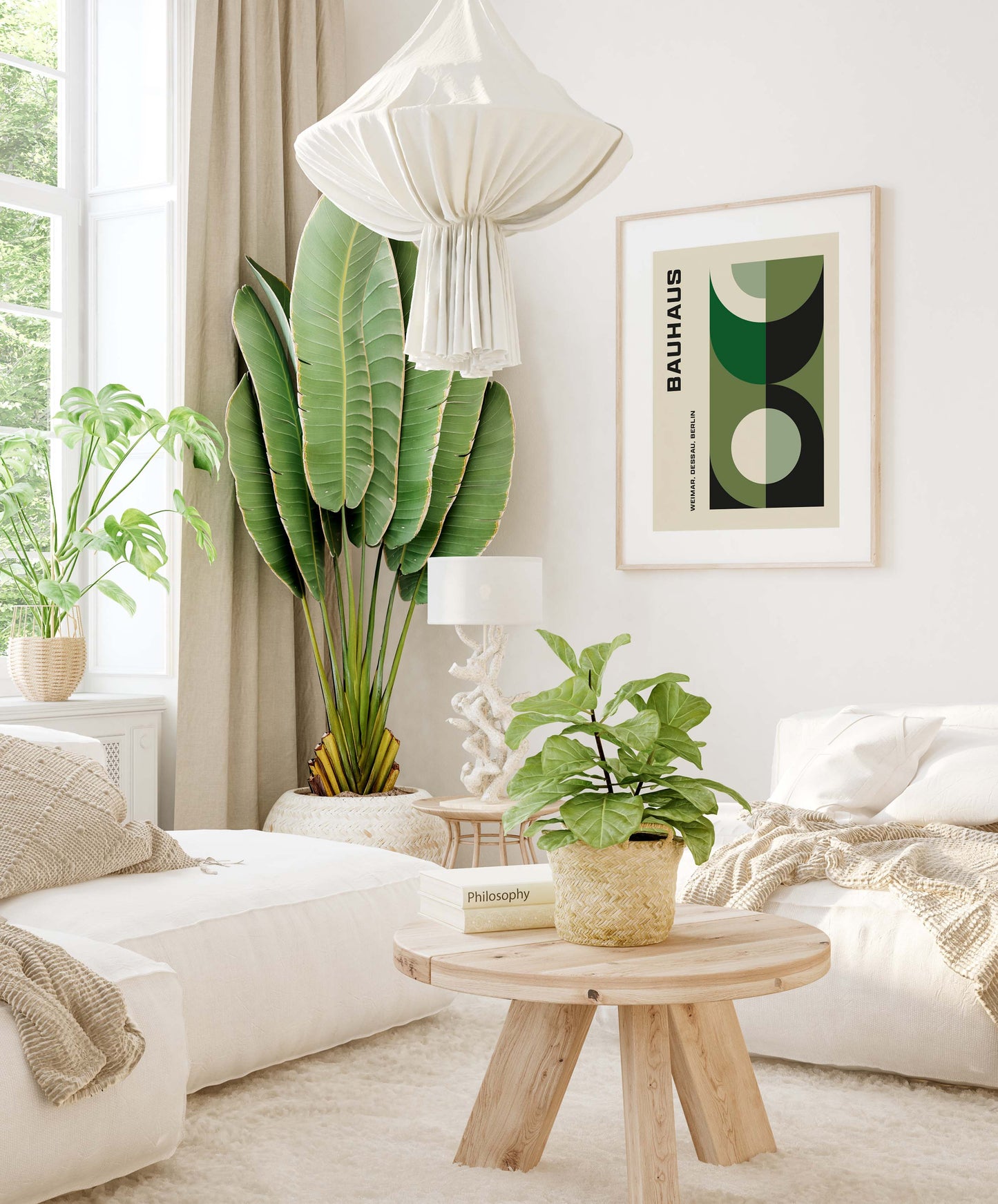 Mid century modern Bauhaus print in green