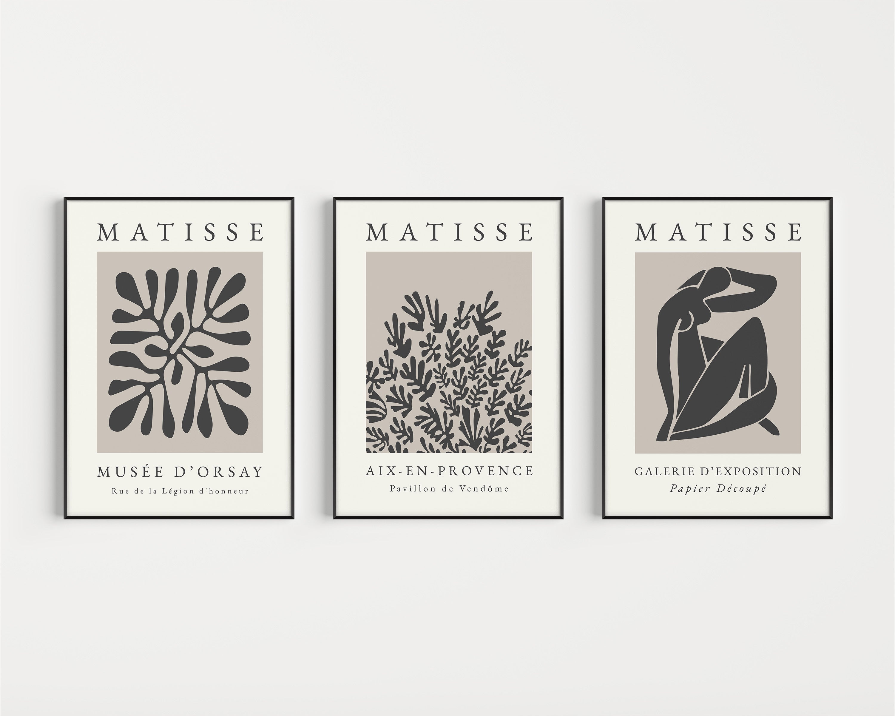 Set of Prints Wall Art Prints Black and Beige Matisse Print -  Portugal
