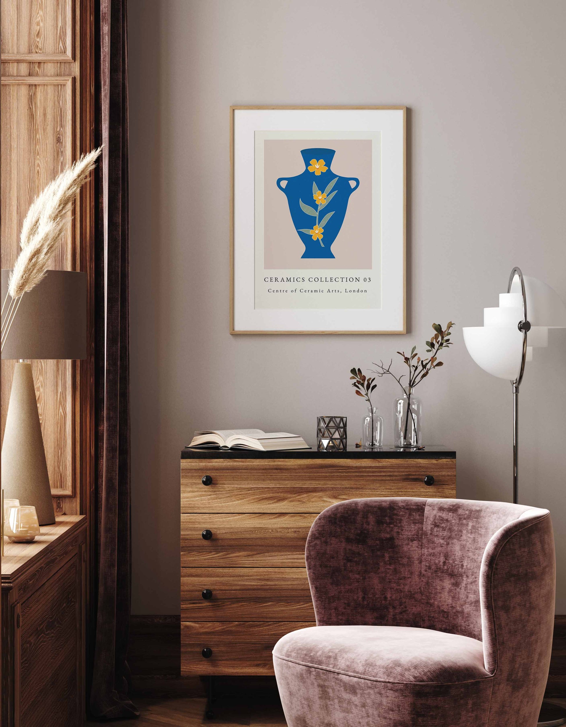 Ceramic collection print in blue