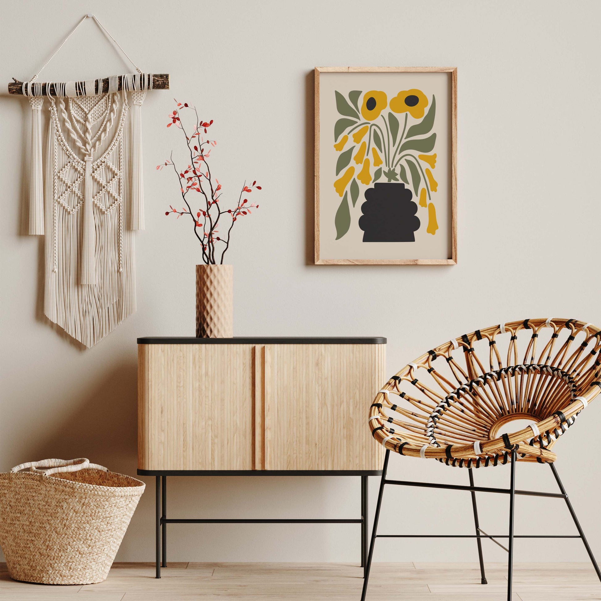 Minimalist flower print in yellow and green