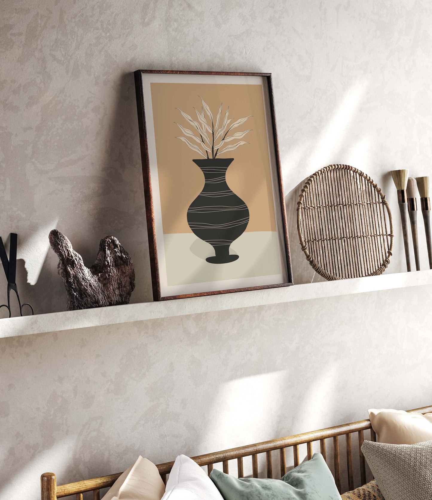 Neutral botanical flower wall art print