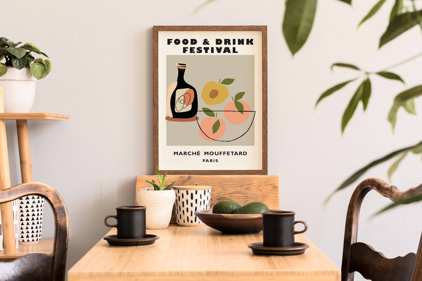 Paris food festival wall art print in neutral colours