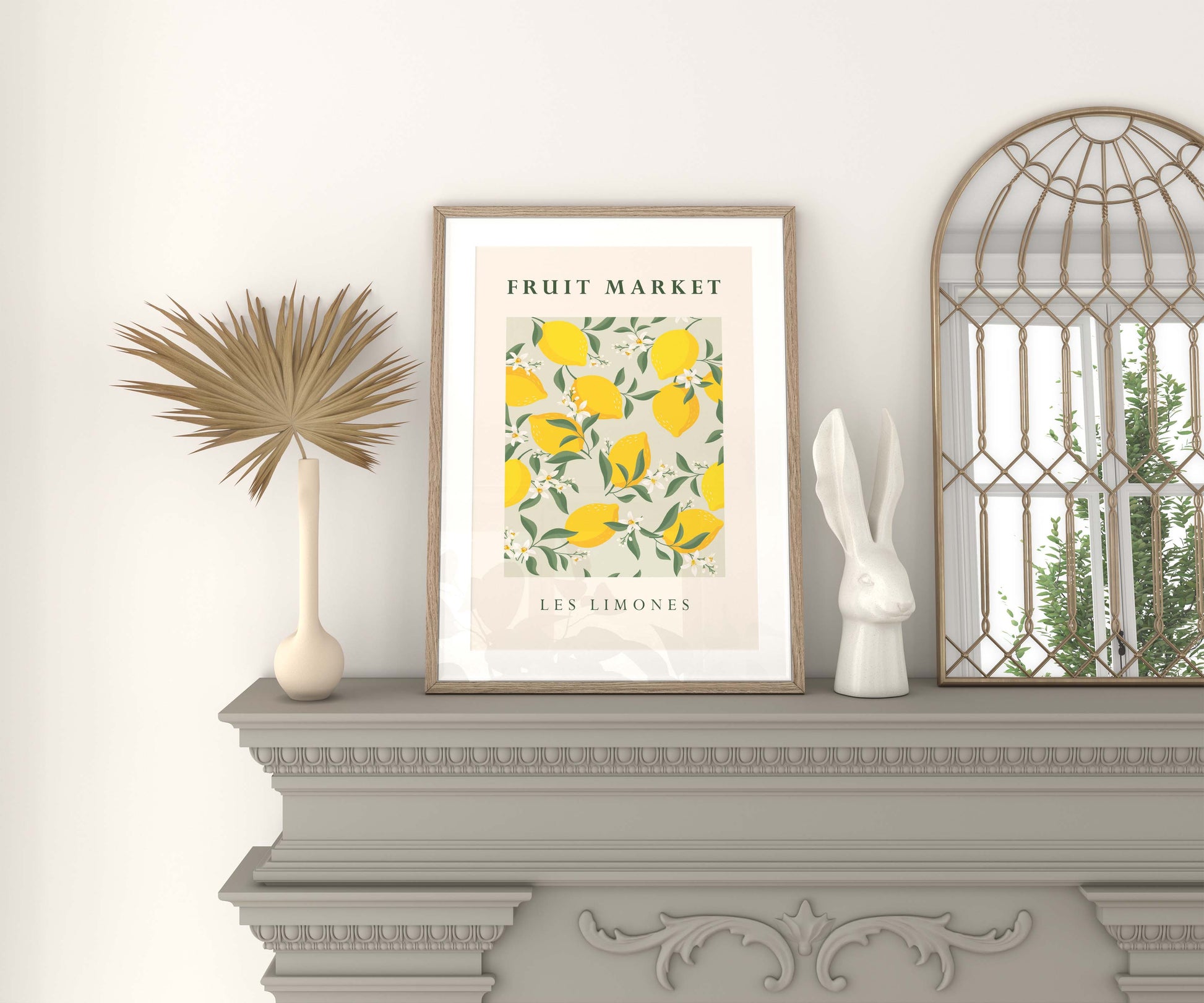 Kitchen fruit wall art print in yellow