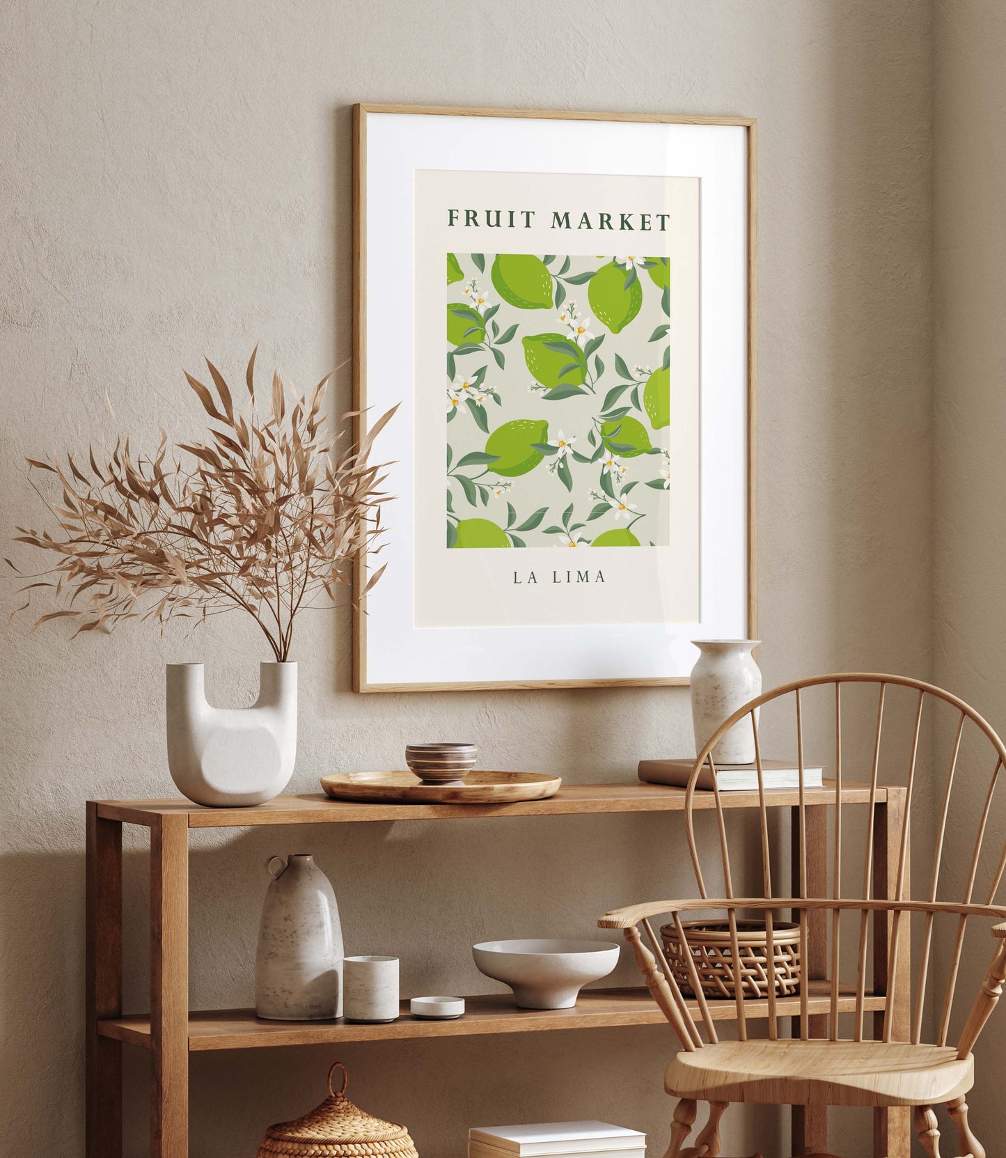 Kitchen wall art print, lime fruit market poster