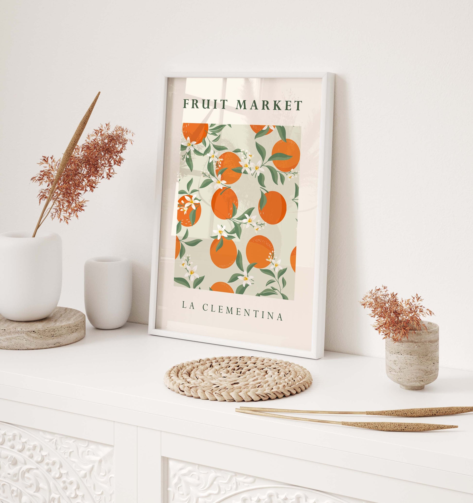 Kitchen print in Orange, Fruit Market wall art print