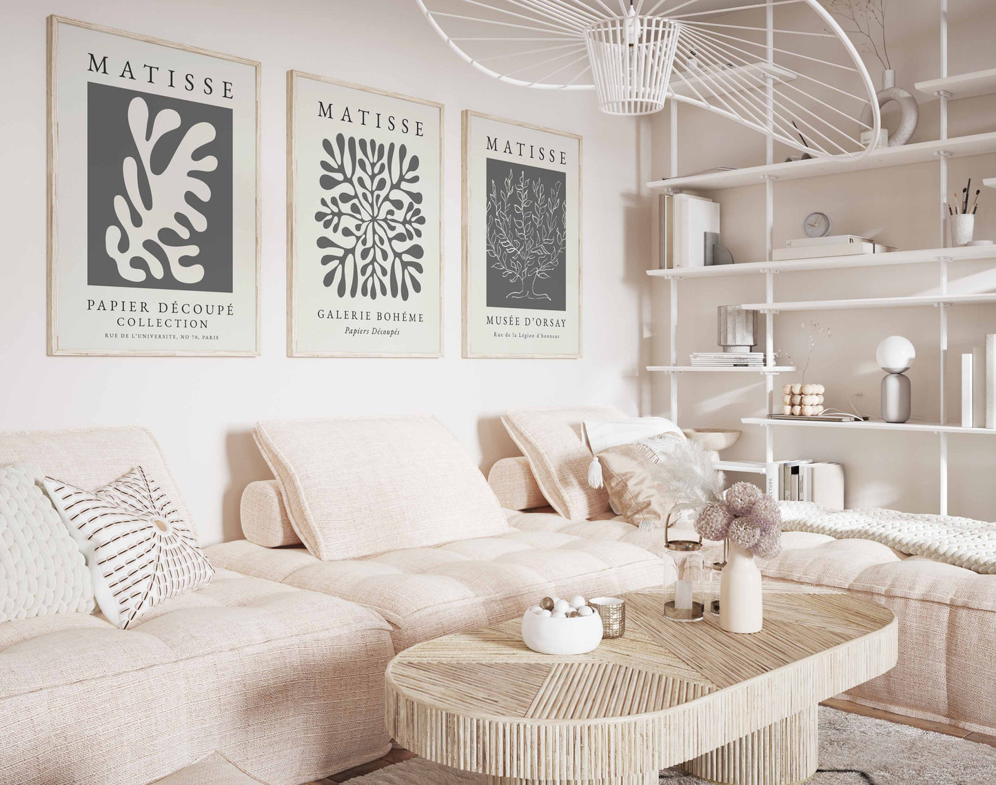 Set of 3 Matisse posters in grey