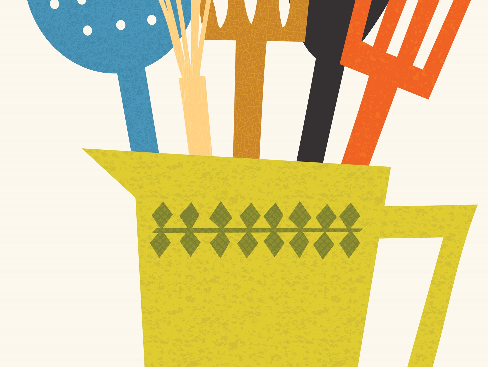 Kitchen Utensils Print Close Up Detail