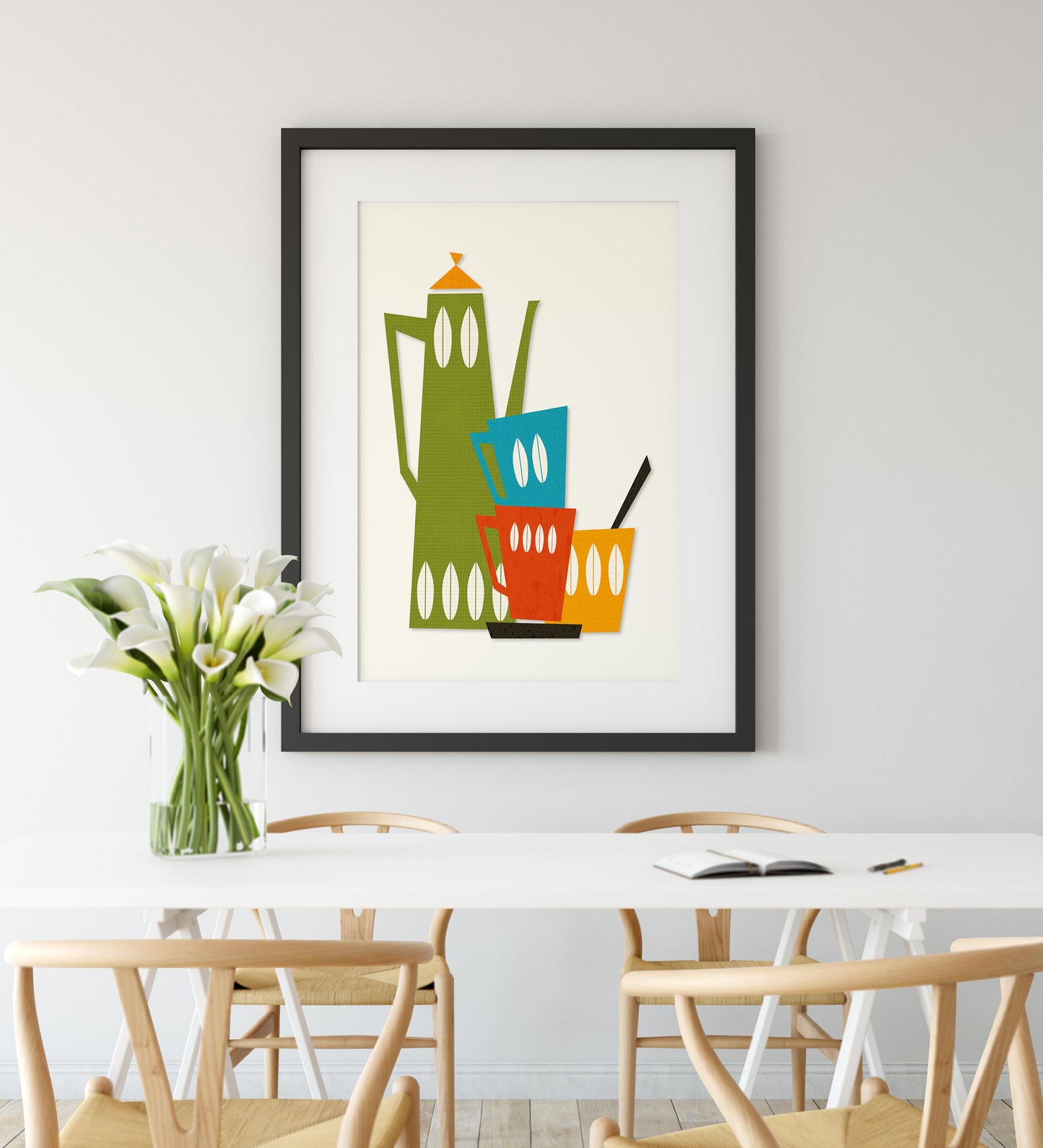Mid century modern kitchen teapot print