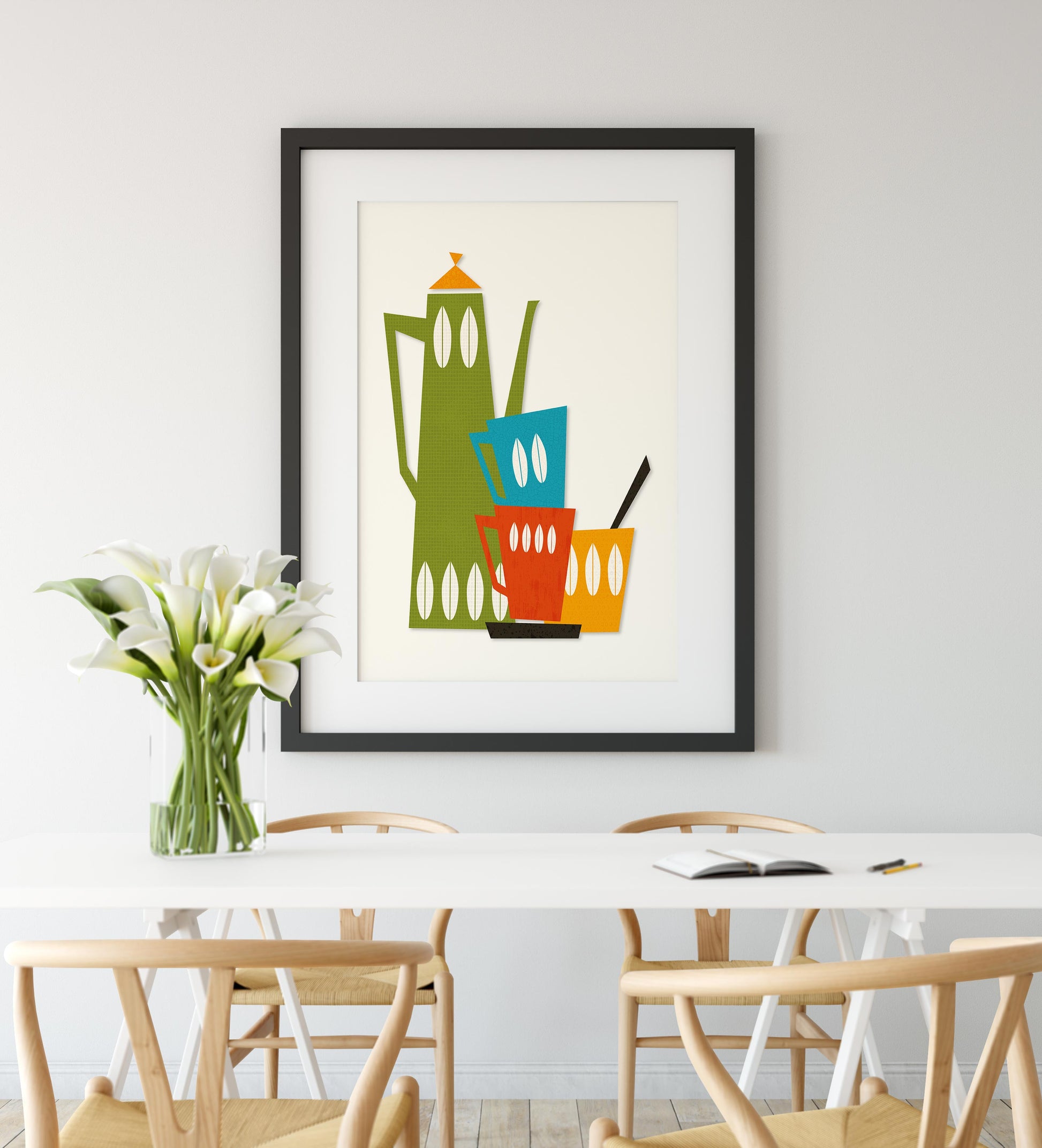 Mid century modern kitchen teapot print