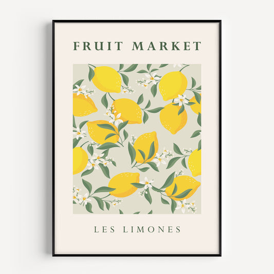 Yellow lemon kitchen wall art print