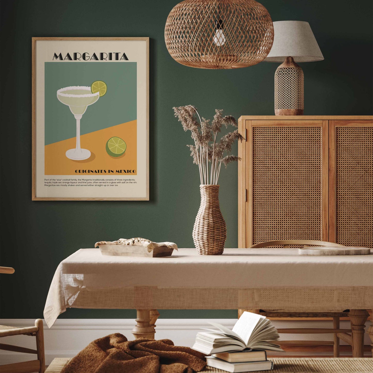 Cocktail wall art print in an art deco style