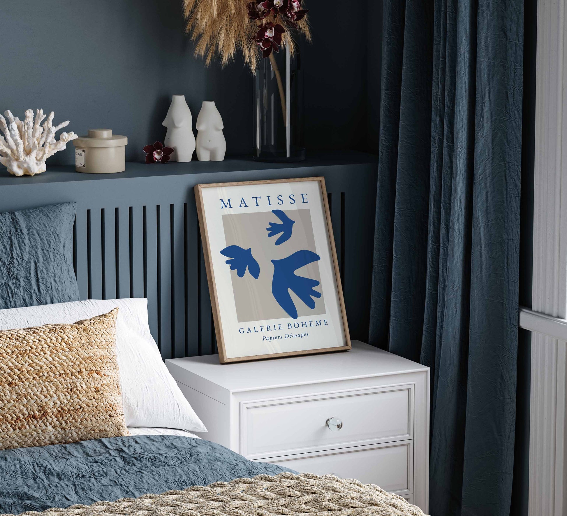 Bird Matisse print in blue