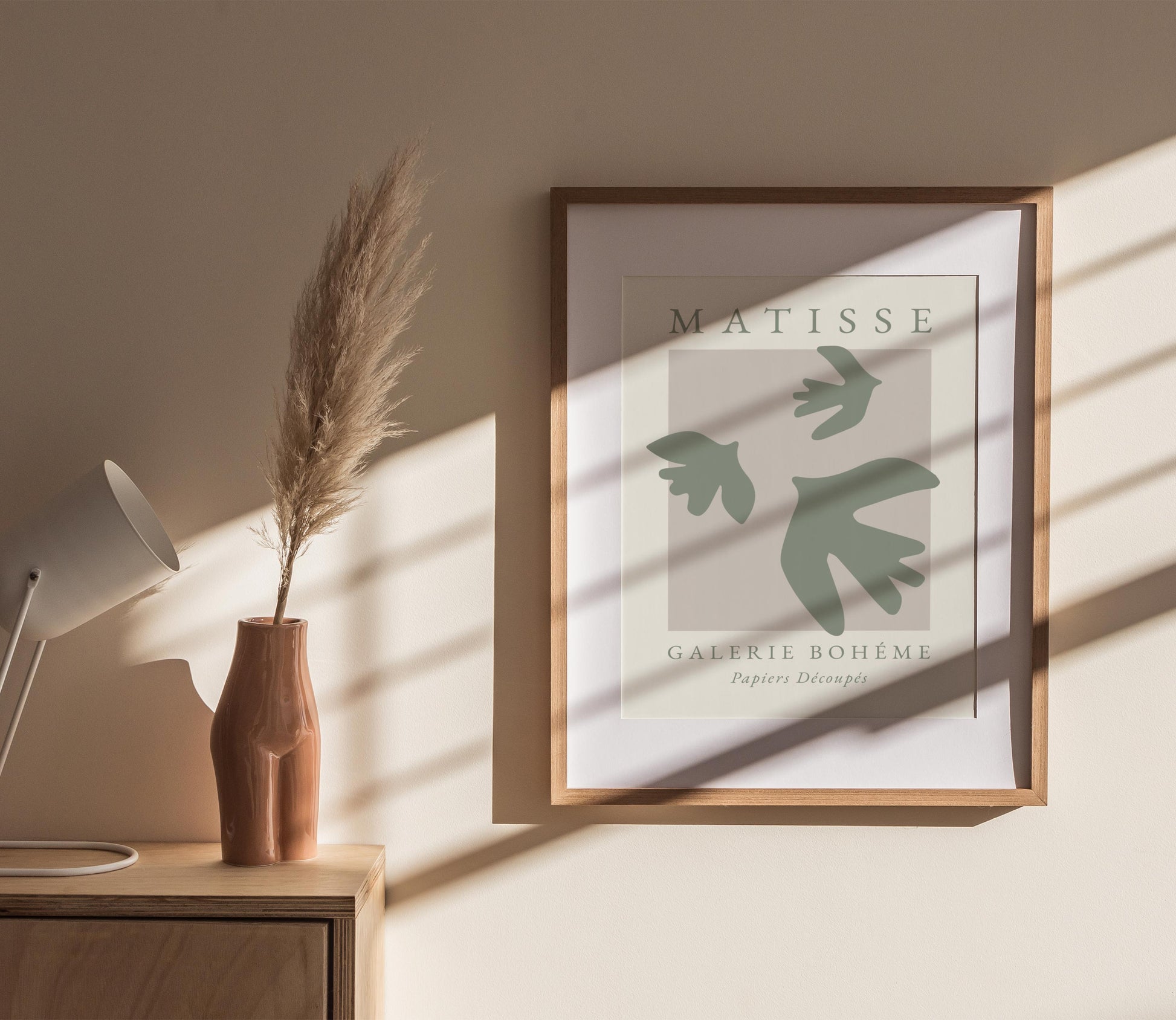 Matisse poster in green with minimalist birds