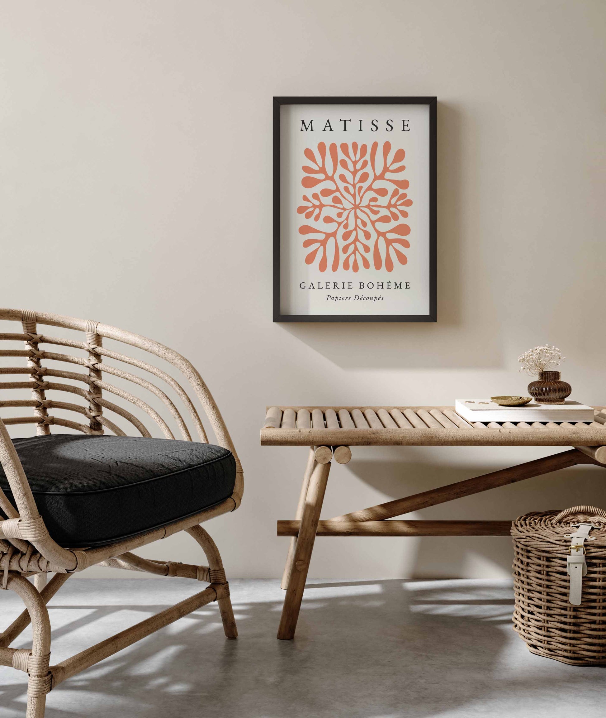 Orange Matisse wall art print in a minimalist style