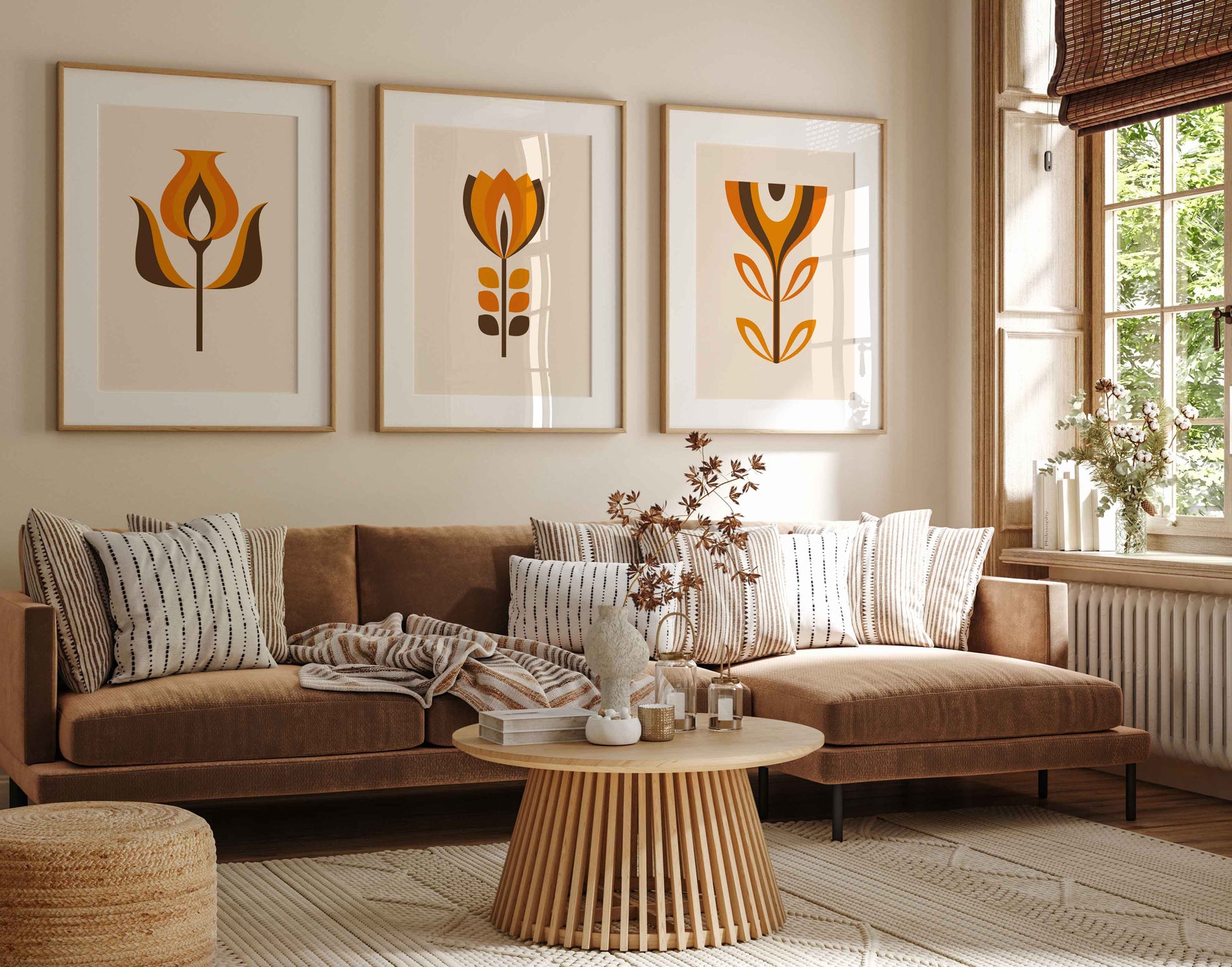 Orange Mid Century Modern Set of Prints