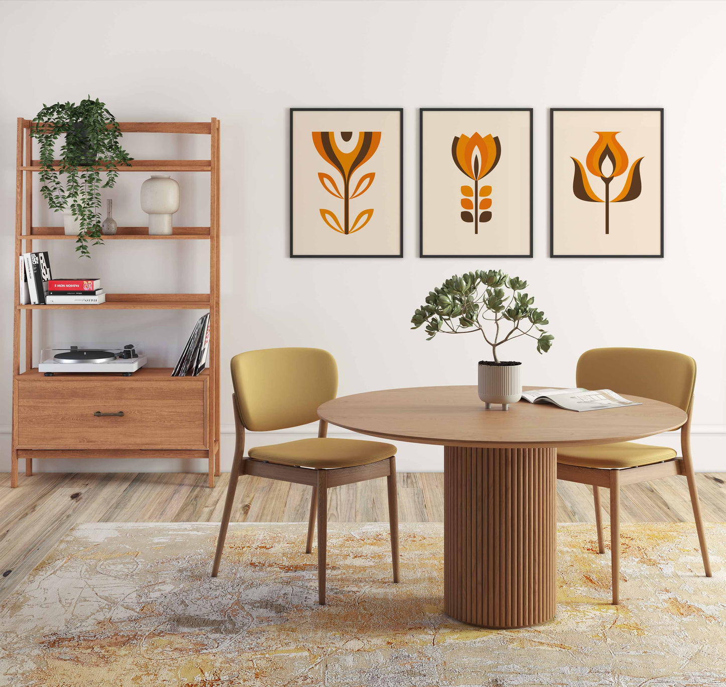 Set of 3 Mid Century Modern Flower Prints