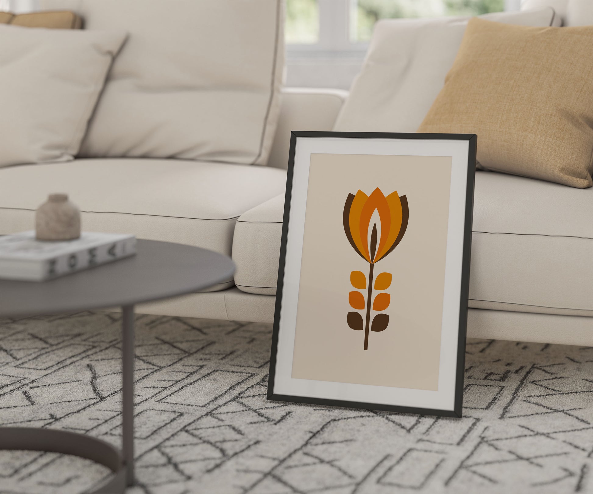 Minimalist Flower Poster in a Mid Century Modern Style