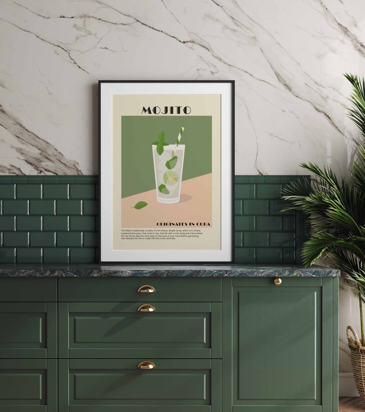 Mojito Wall Art Print, Art Deco Kitchen Print