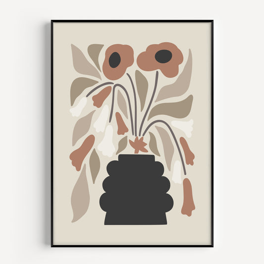 Neutral Flowers Wall Art Print