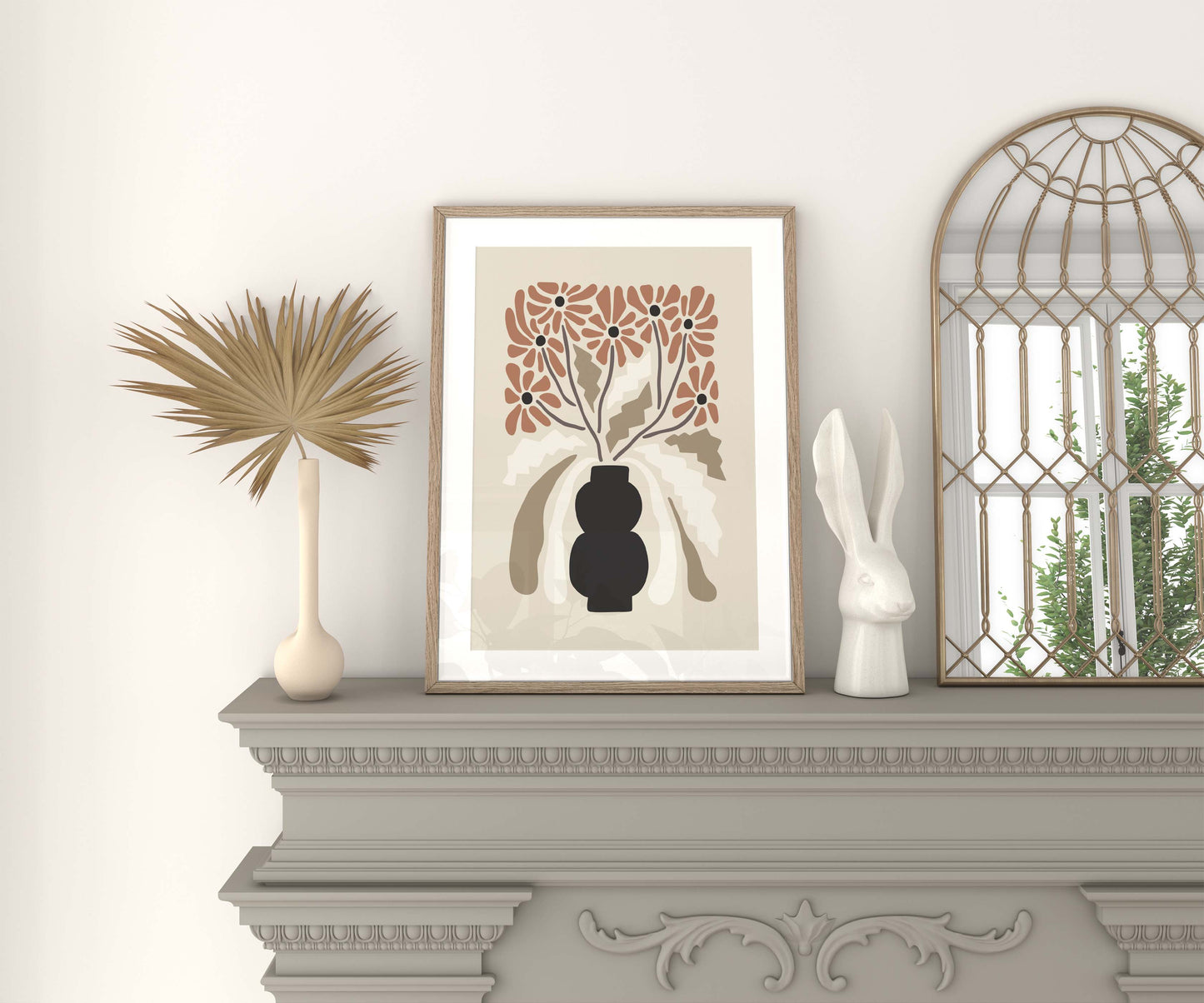 Botanical flowers print in neutral colours