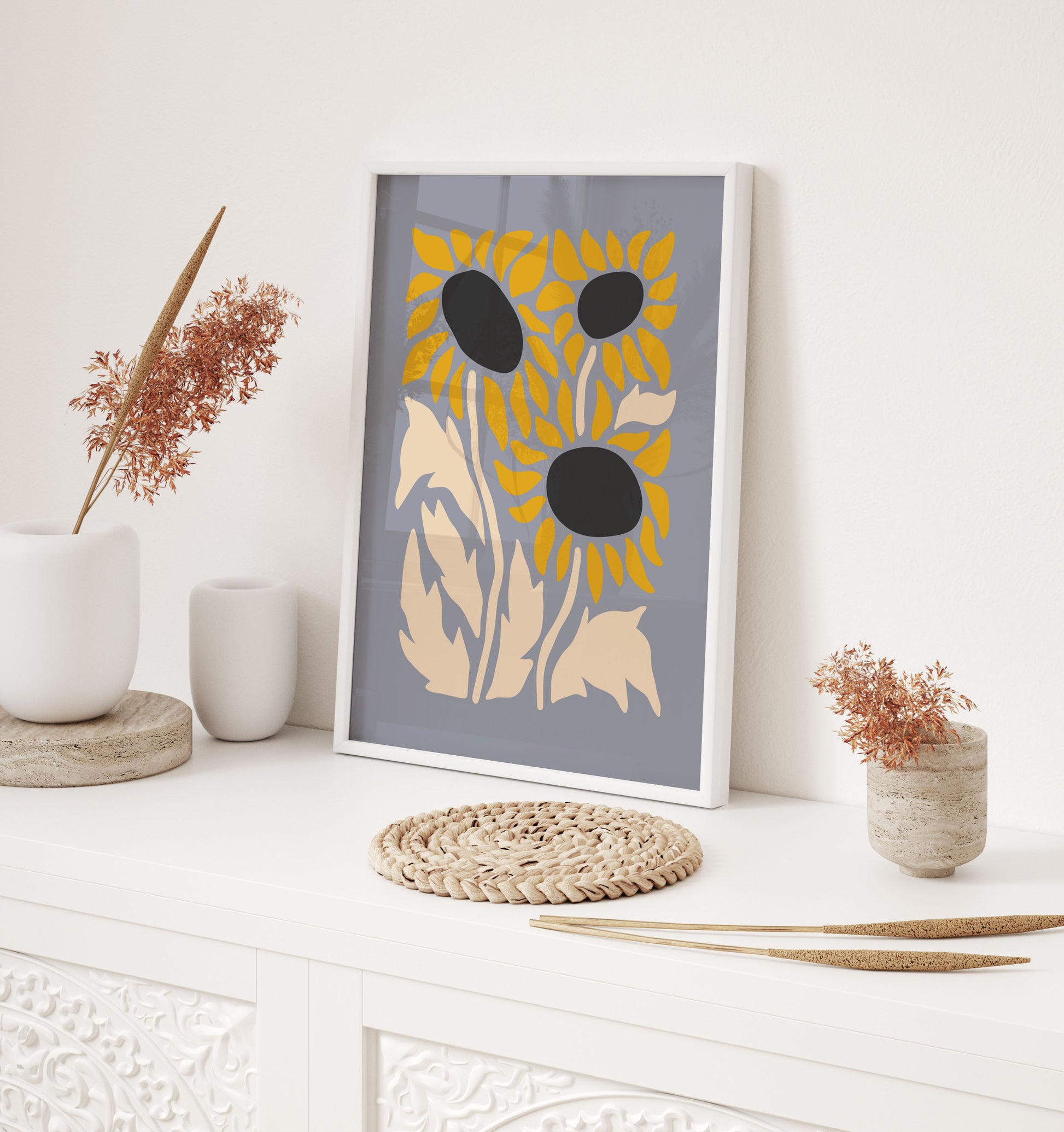 Minimalist sunflower wall art print
