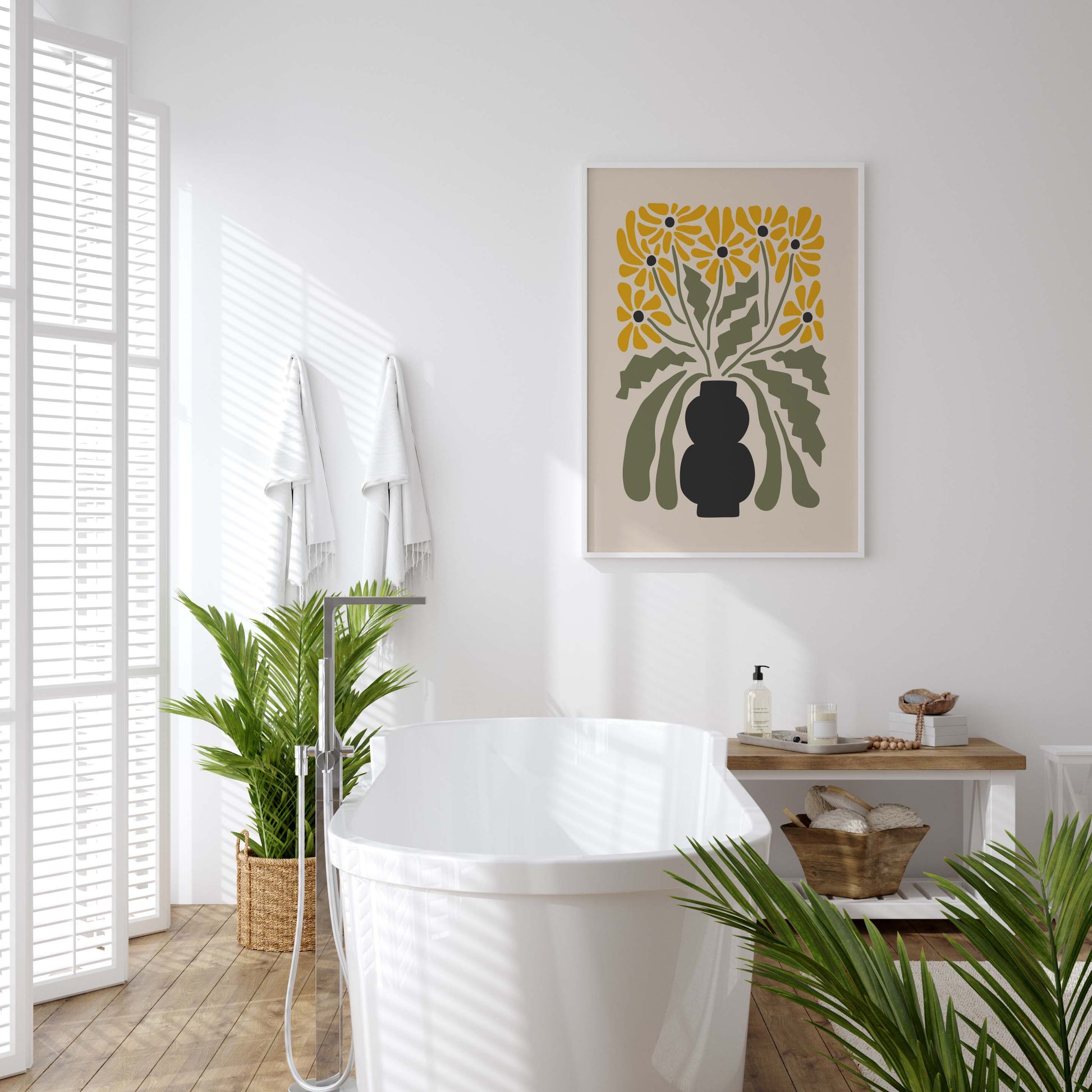 Flower poster in green and yellow