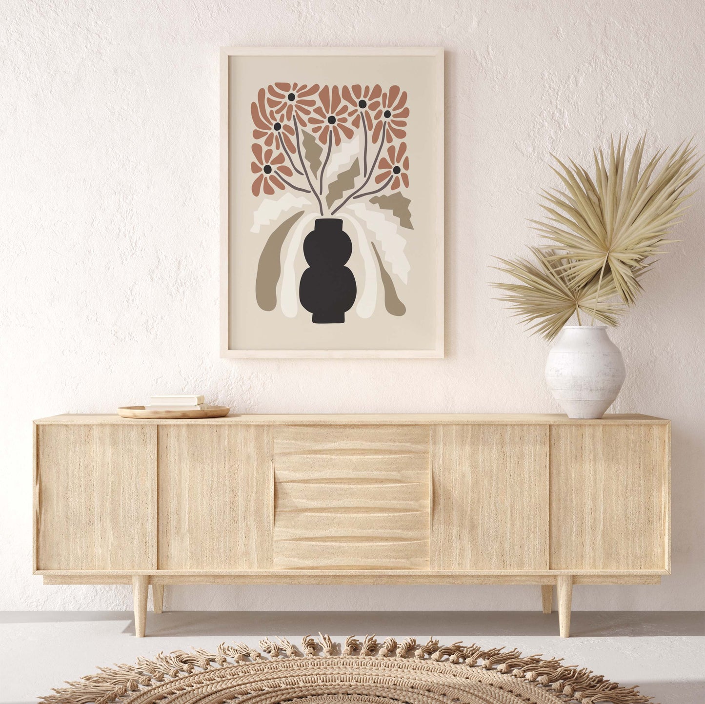 Flowers wall art print in neutral colours