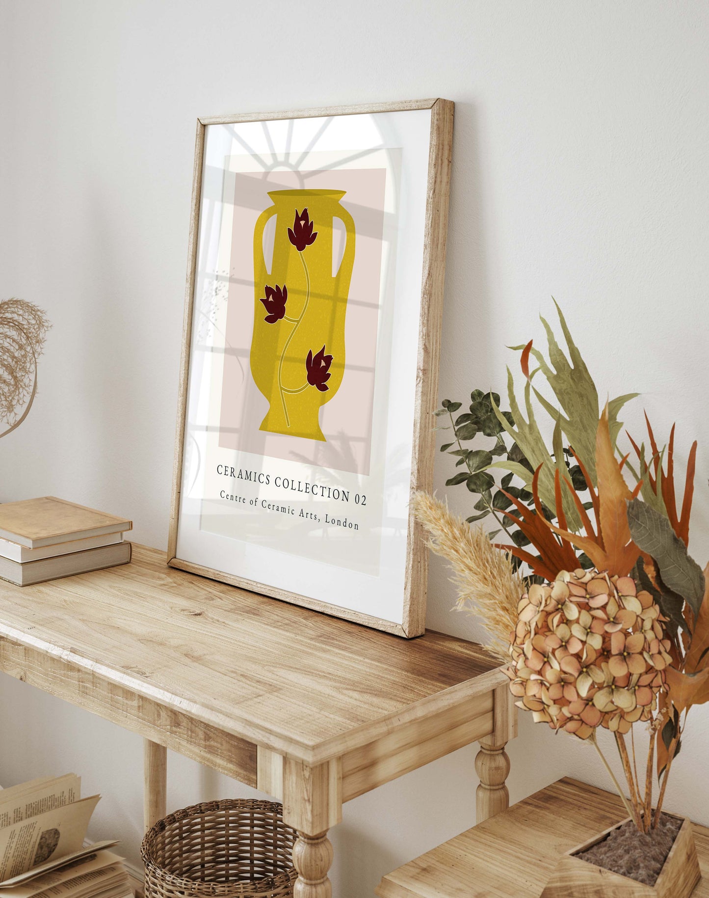 Vase wall art print in yellow