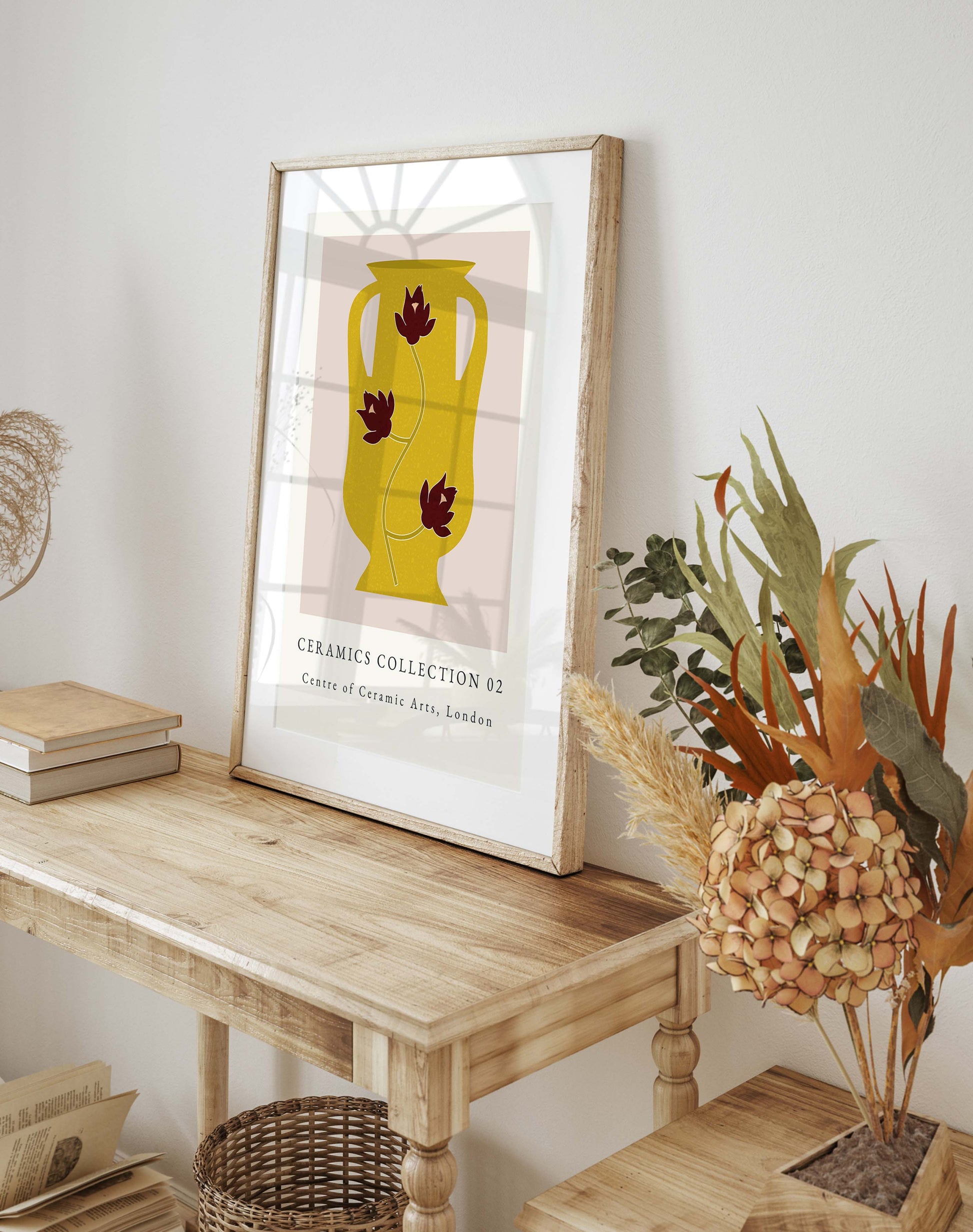 Vase wall art print in yellow