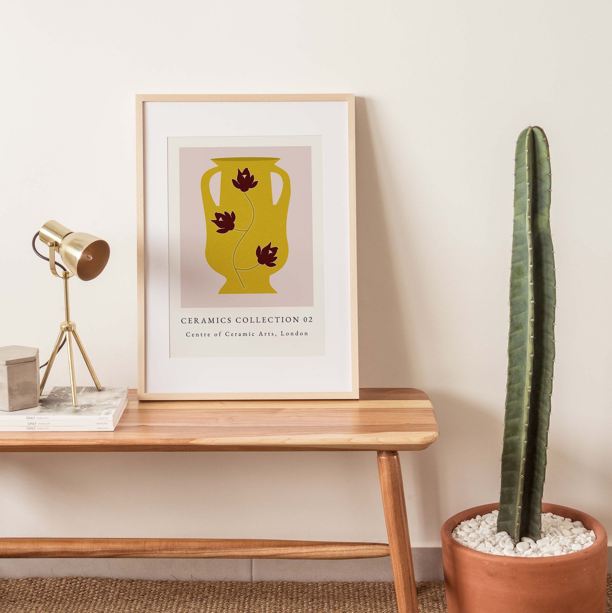 Exhibition poster with yellow vase from ceramic collection