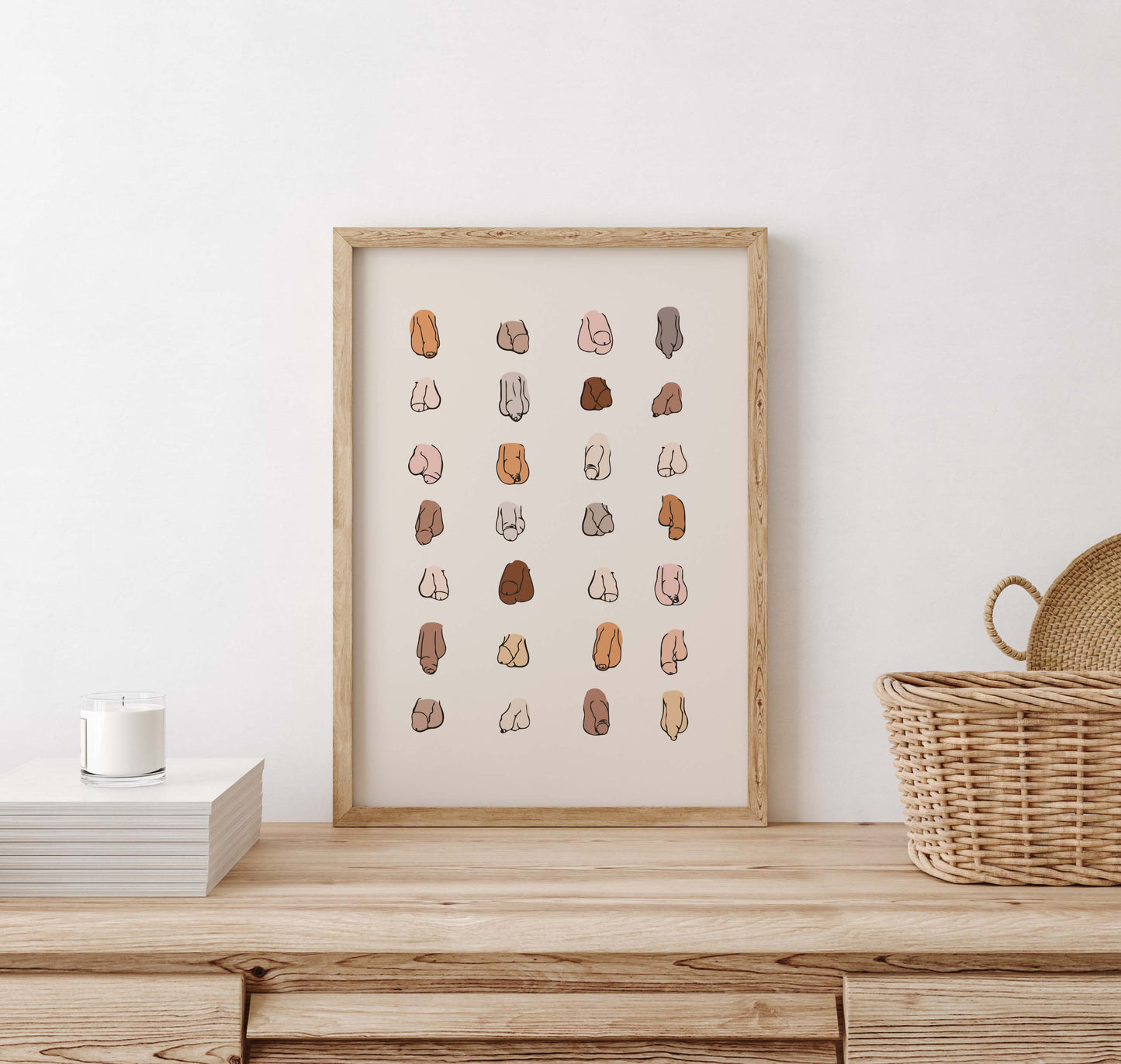 Willies print for bathroom, body positivity wall art print